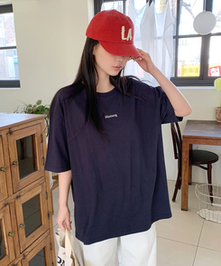 オーバーフィット半袖Tシャツ NAVY