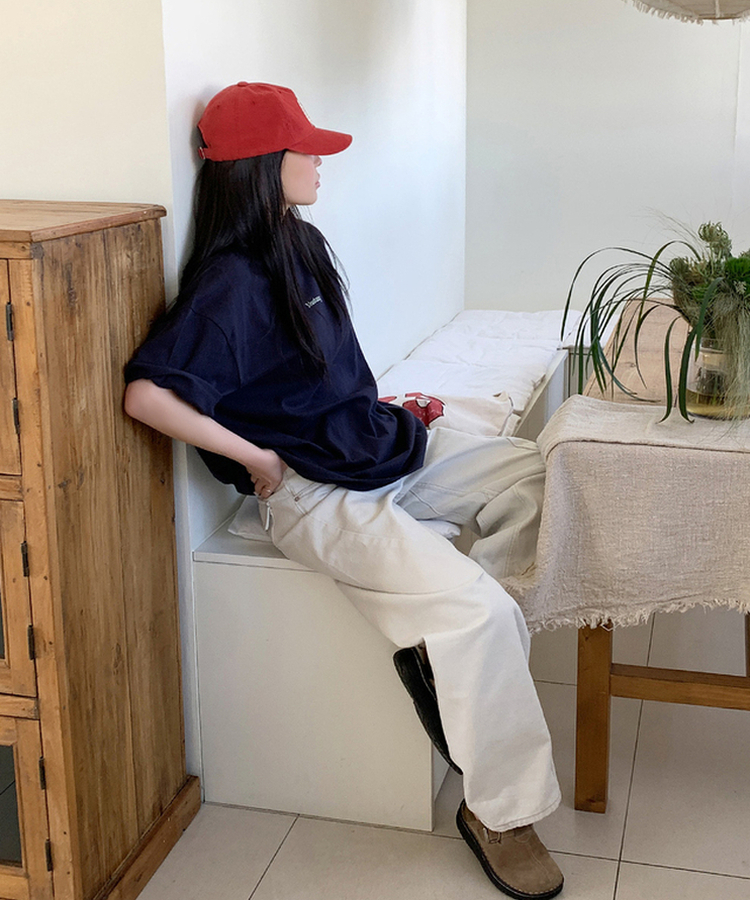 オーバーフィット半袖Tシャツ NAVY