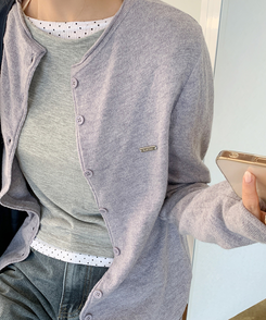 【SET】ドット長袖Ｔシャツ＋シンプル半袖Ｔシャツ MELANGE GRAY