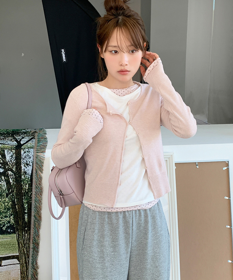 【SET】ドット長袖Ｔシャツ＋シンプル半袖Ｔシャツ IVORY