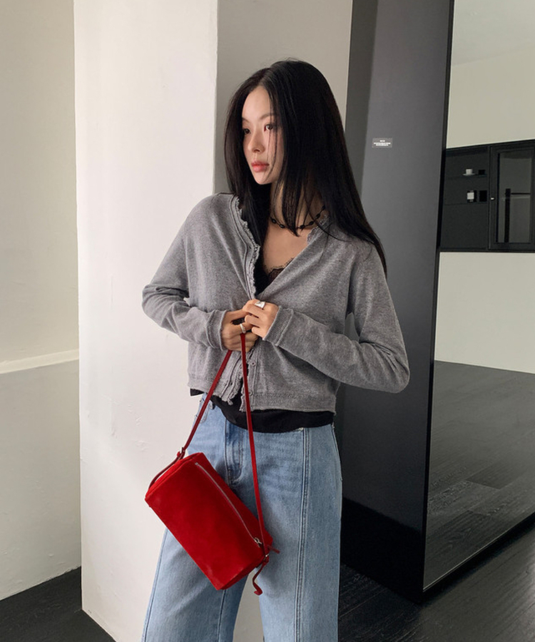 フリンジカーディガン GREY