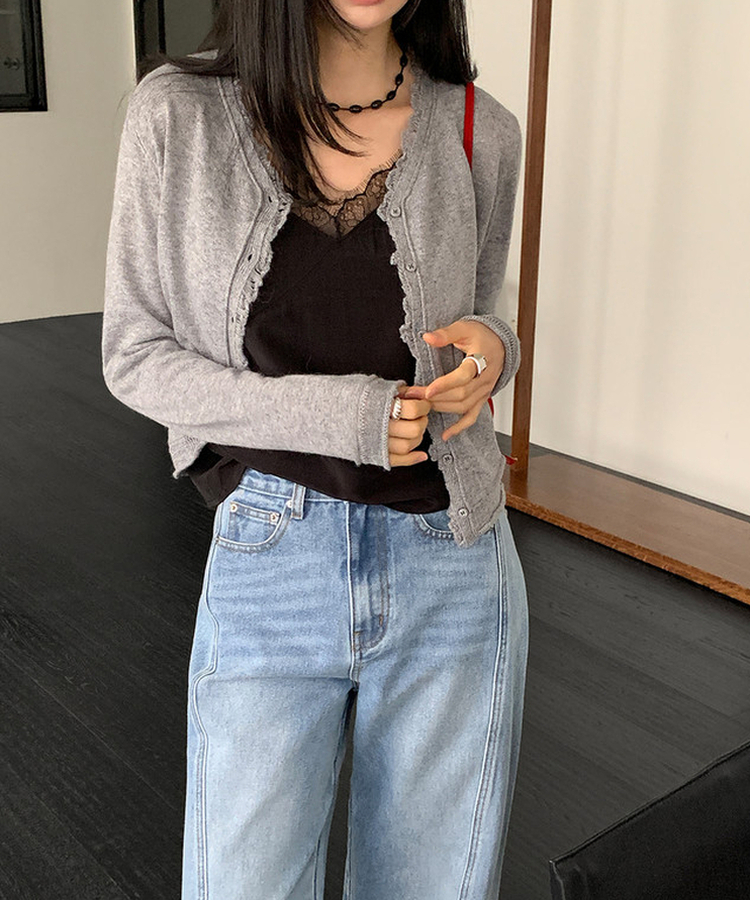 フリンジカーディガン GREY