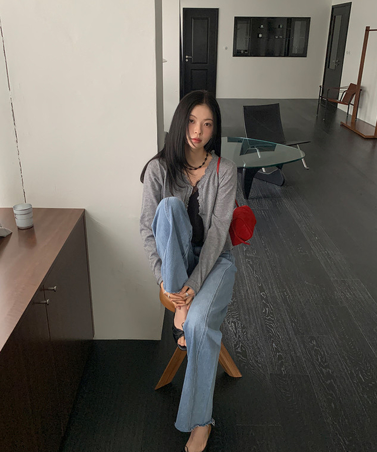 フリンジカーディガン GREY