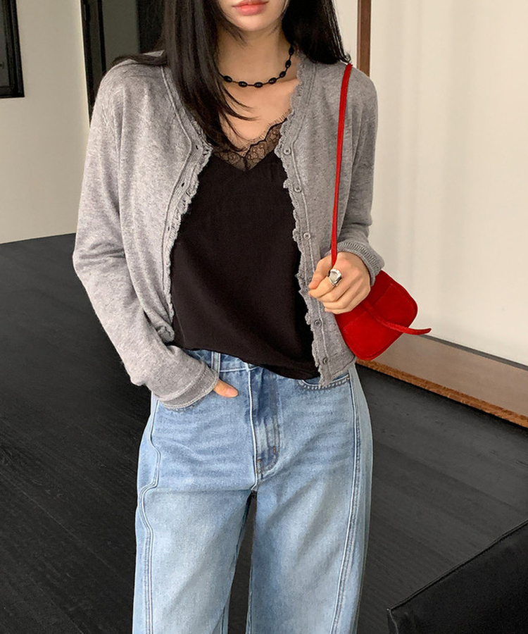 フリンジカーディガン GREY