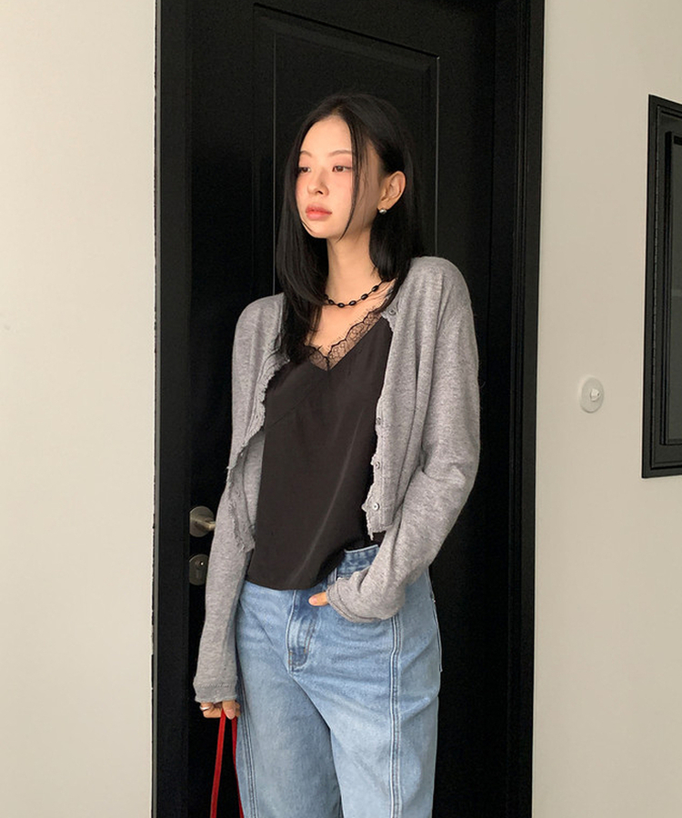 フリンジカーディガン GREY