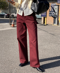 リベットカーペンターワイドパンツ BURGUNDY