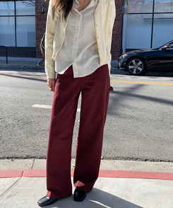 リベットカーペンターワイドパンツ BURGUNDY