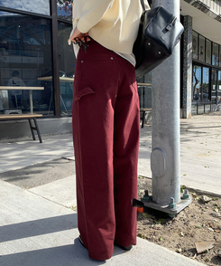 リベットカーペンターワイドパンツ BURGUNDY
