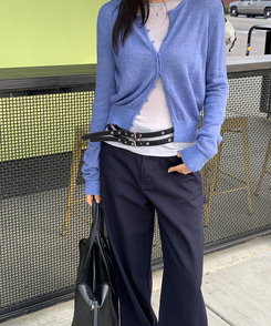 リベットカーペンターワイドパンツ NAVY