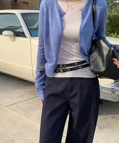 リベットカーペンターワイドパンツ NAVY