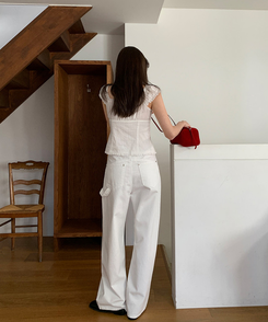 リベットカーペンターワイドパンツ IVORY