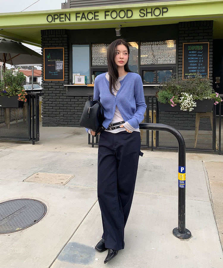 リベットカーペンターワイドパンツ NAVY