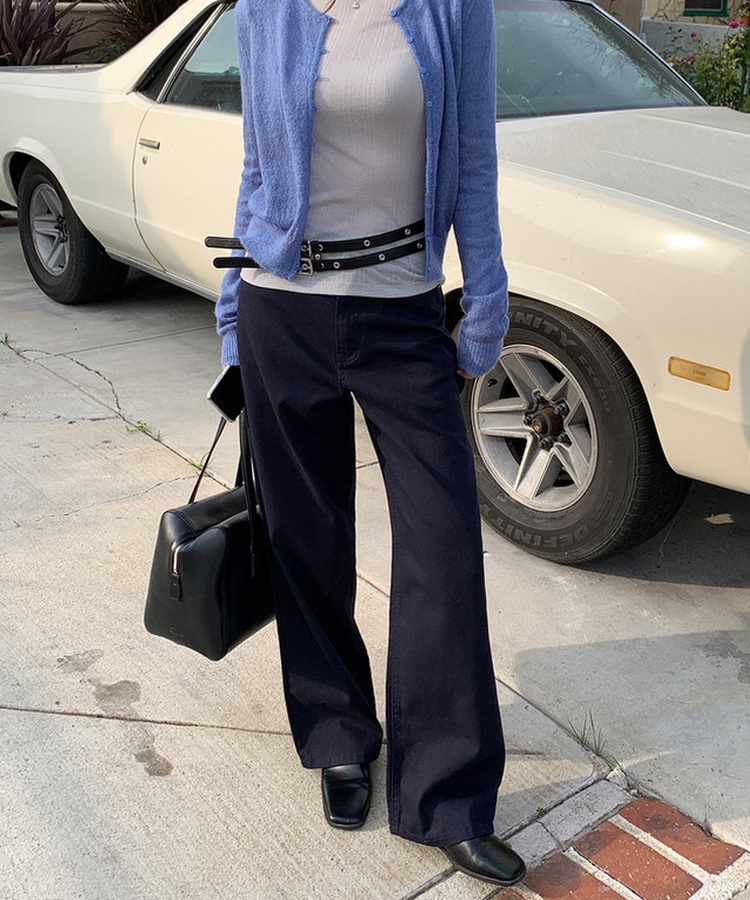 リベットカーペンターワイドパンツ NAVY