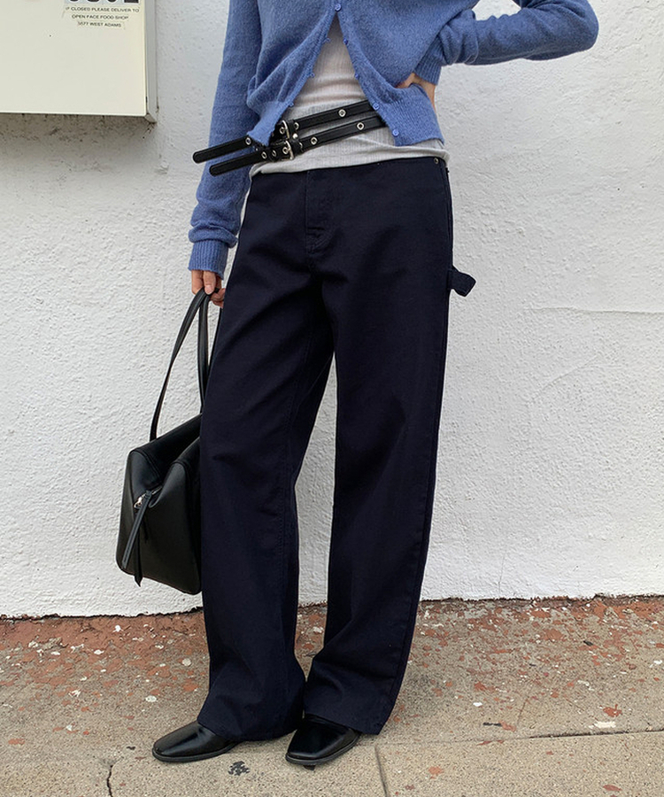 リベットカーペンターワイドパンツ NAVY