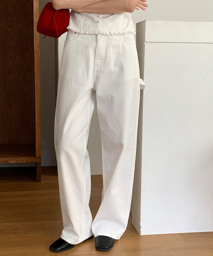 リベットカーペンターワイドパンツ IVORY