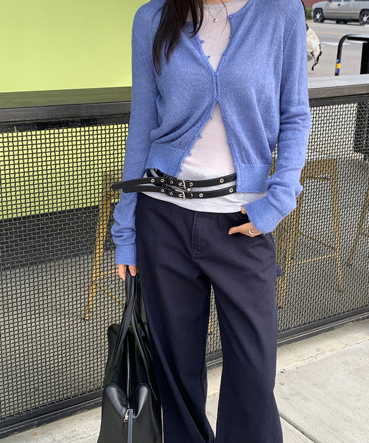 リベットカーペンターワイドパンツ NAVY