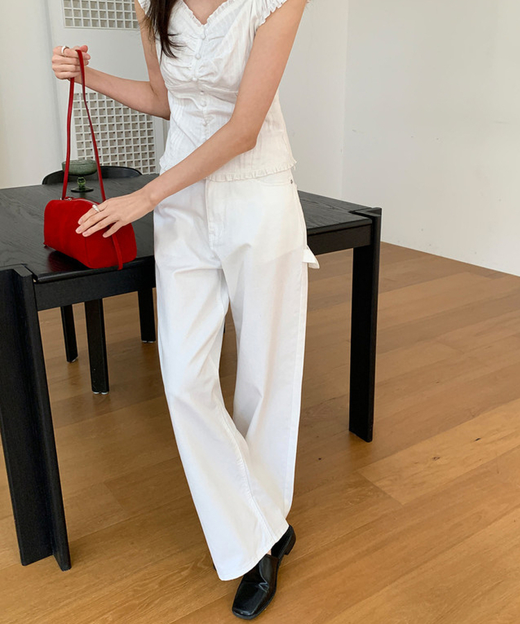 リベットカーペンターワイドパンツ IVORY