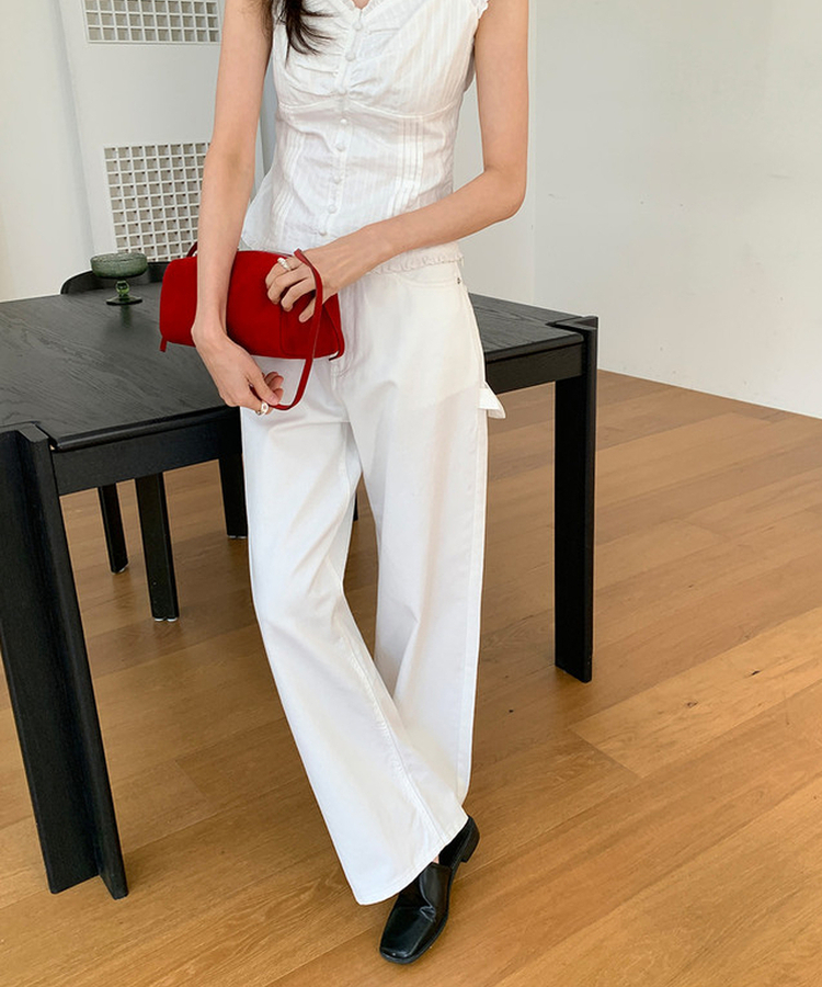 リベットカーペンターワイドパンツ IVORY