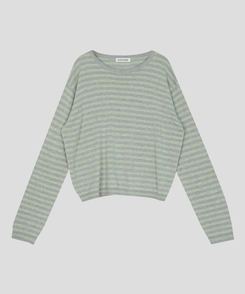 ラウンドストライプトップス