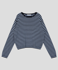 ラウンドストライプトップス