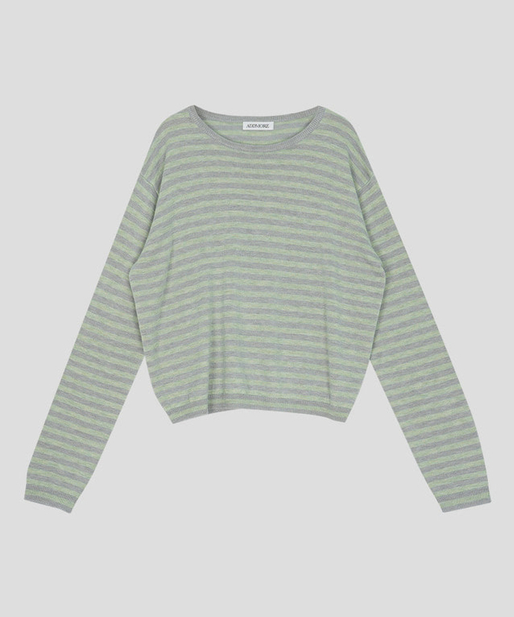 ラウンドストライプトップス