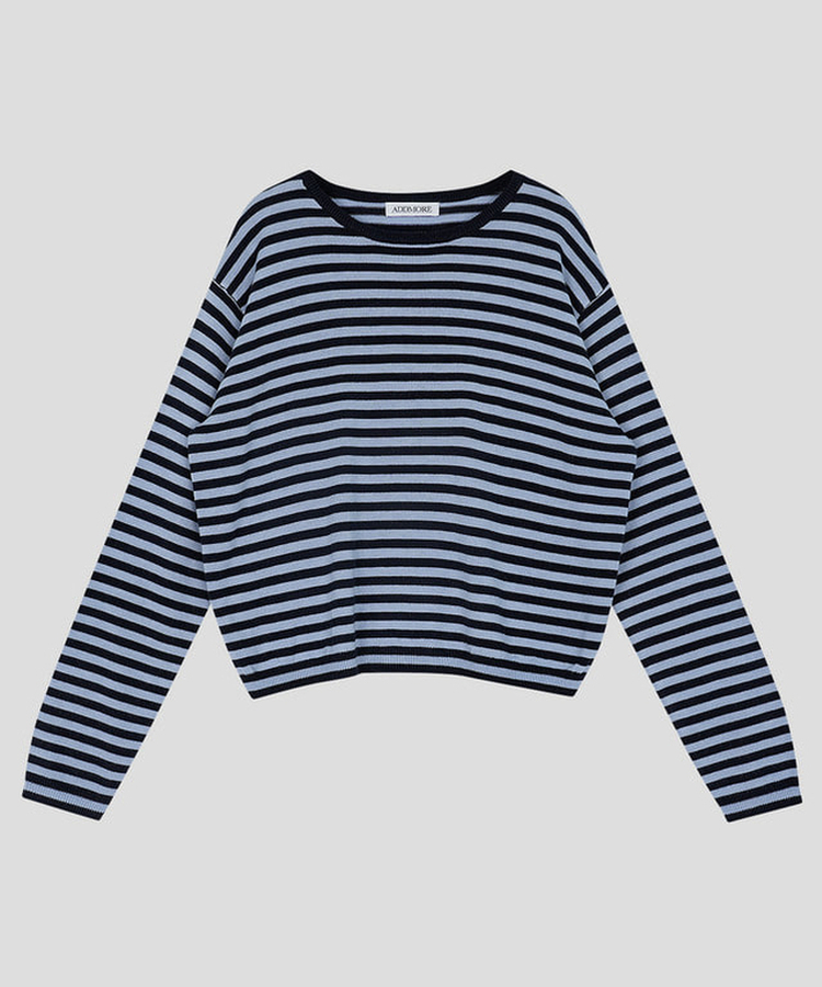 ラウンドストライプトップス