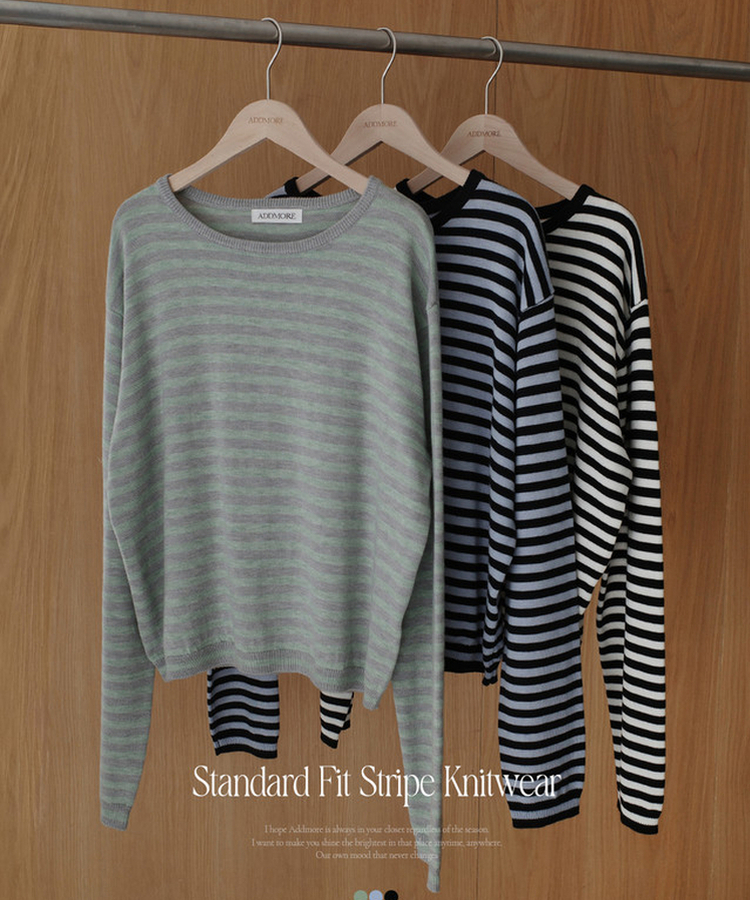 ラウンドストライプトップス