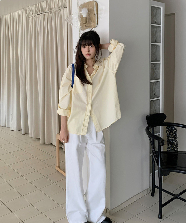 コットンウォッシュシャツ BUTTER YELLOW