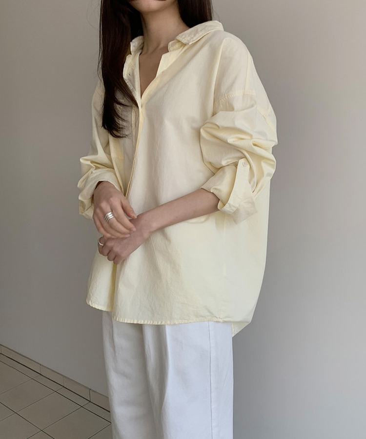 コットンウォッシュシャツ BUTTER YELLOW