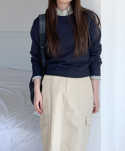 カラーラウンドニット(7color) NAVY