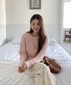 カラーラウンドニット(7color) PINK