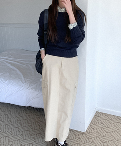 カラーラウンドニット(7color) NAVY