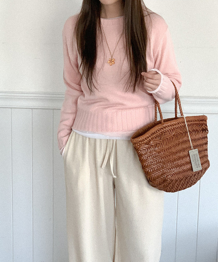 カラーラウンドニット(7color) PINK