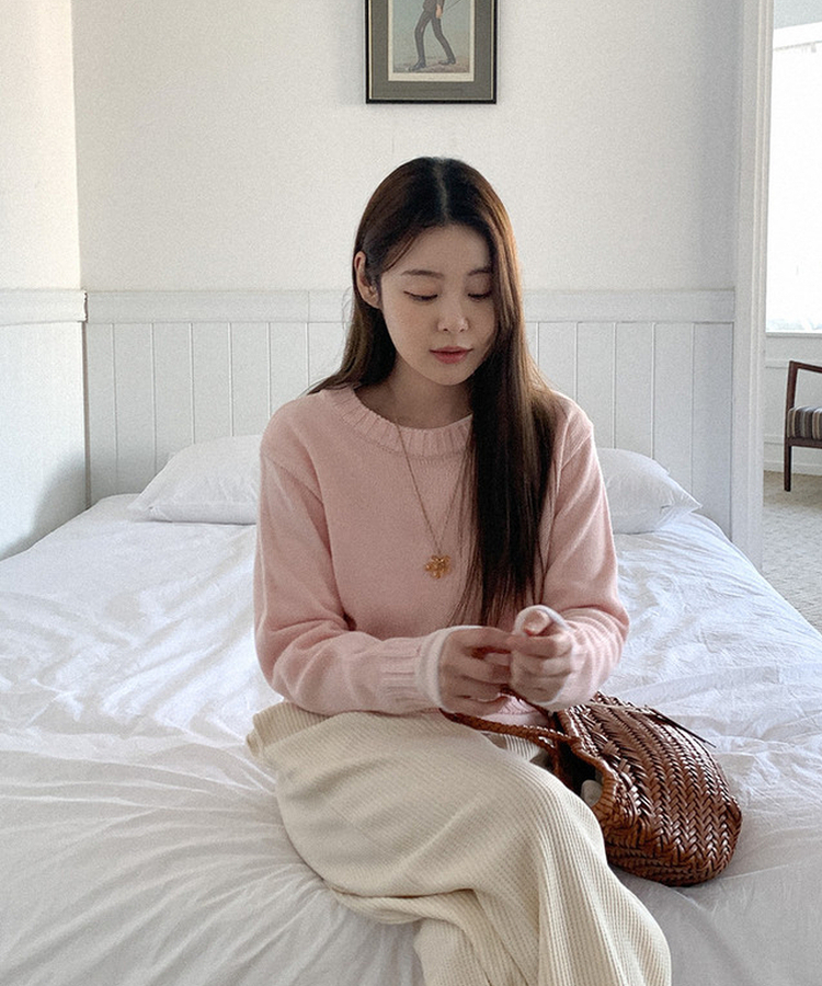 カラーラウンドニット(7color) PINK