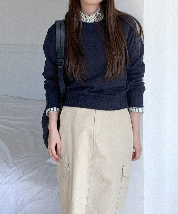 カラーラウンドニット(7color) NAVY