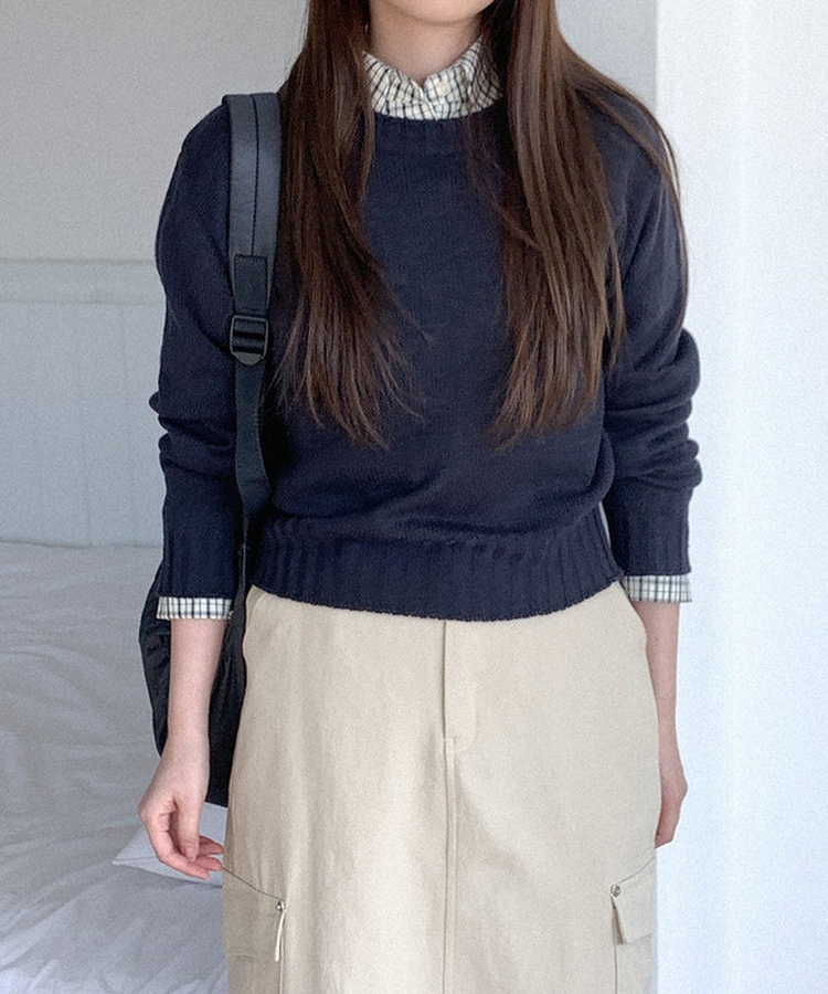 カラーラウンドニット(7color) NAVY