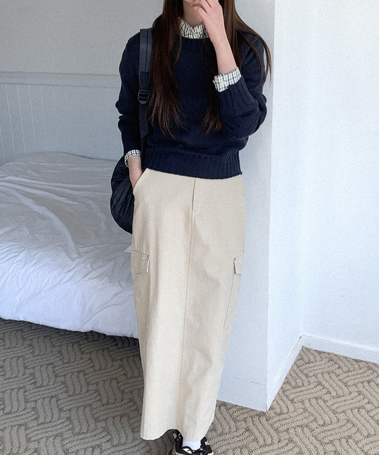 カラーラウンドニット(7color) NAVY