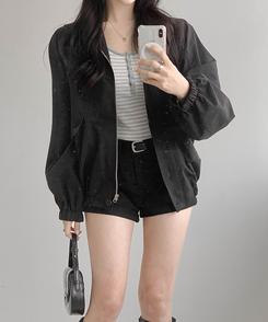 ストライプボタントップス GRAY