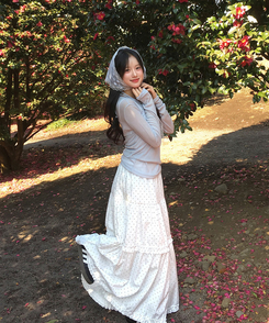 ドットフリルフレアロングスカート WHITE