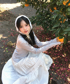 ドットフリルフレアロングスカート WHITE