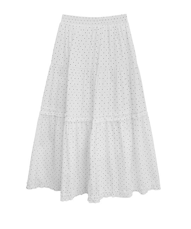 ドットフリルフレアロングスカート