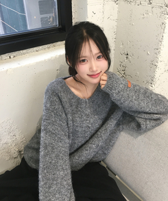 ウールヘンリーネックニット(5color) GREY