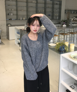 ウールヘンリーネックニット(5color) GREY