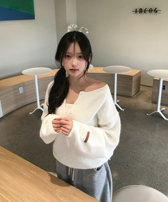 ウールヘンリーネックニット(5color) IVORY