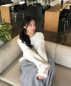 ウールヘンリーネックニット(5color) IVORY