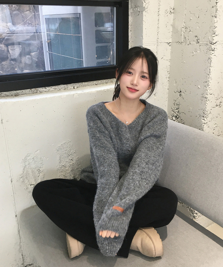 ウールヘンリーネックニット(5color) GREY