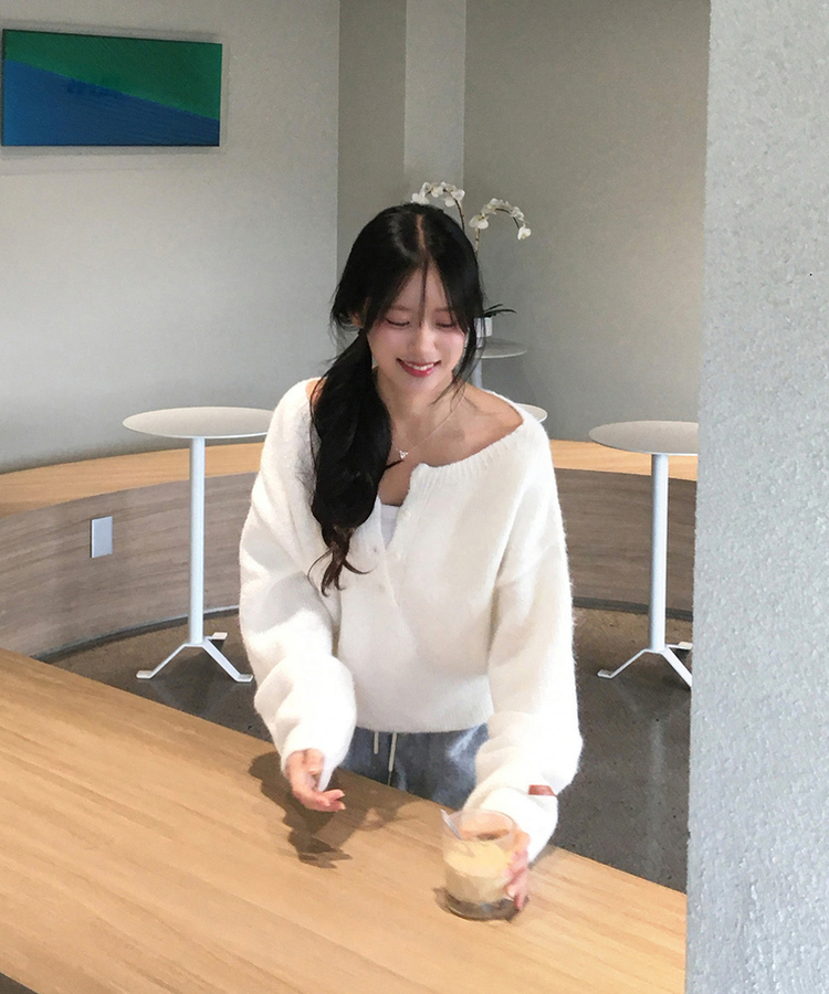 ウールヘンリーネックニット(5color) IVORY