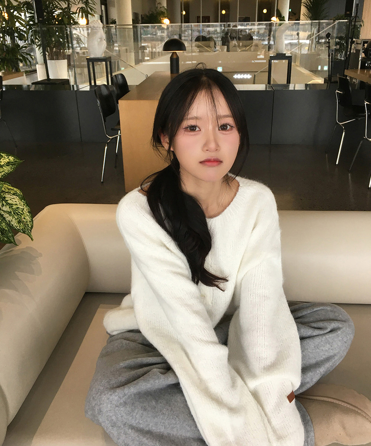 ウールヘンリーネックニット(5color) IVORY