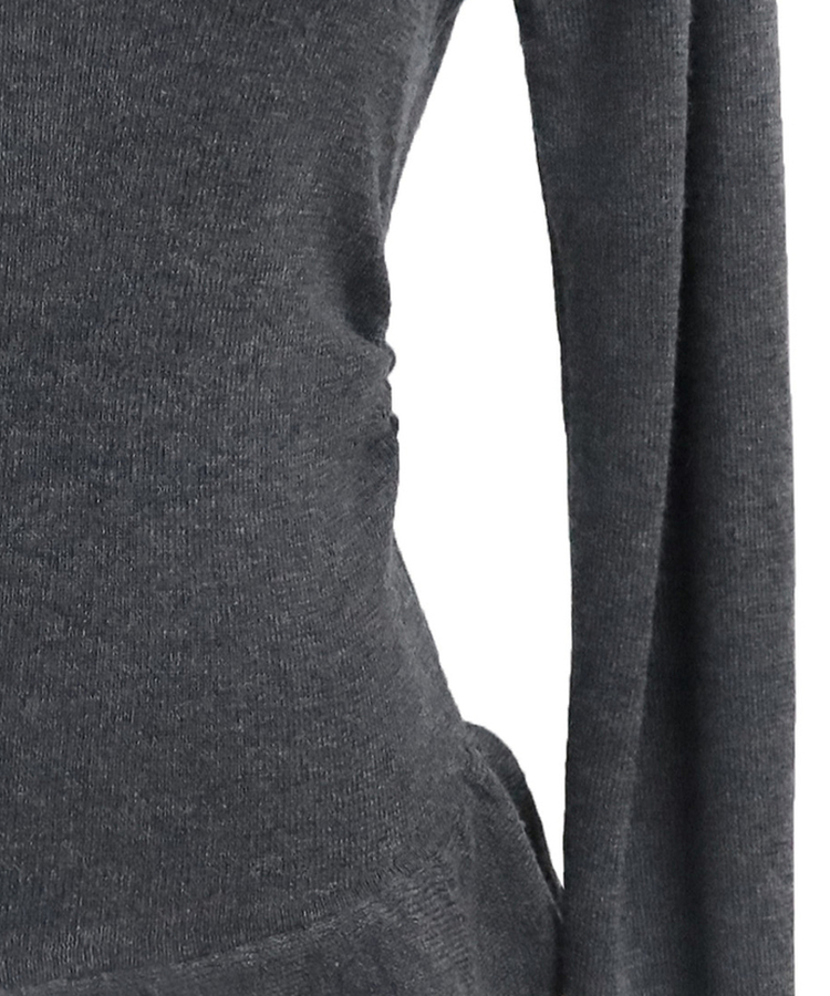 オフショルダーフリルシアリングニット