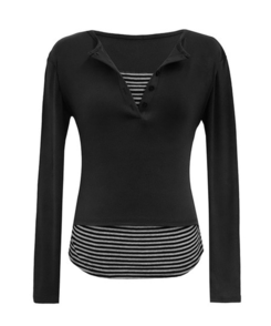 ストライプレイヤード長袖Tシャツ